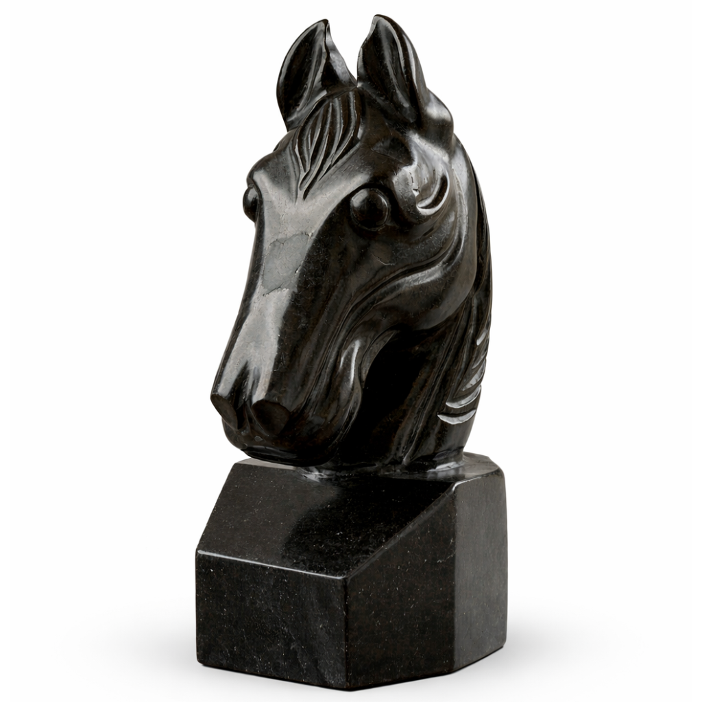 Escultura Cabeça de Cavalo em Xisto de Esmeralda