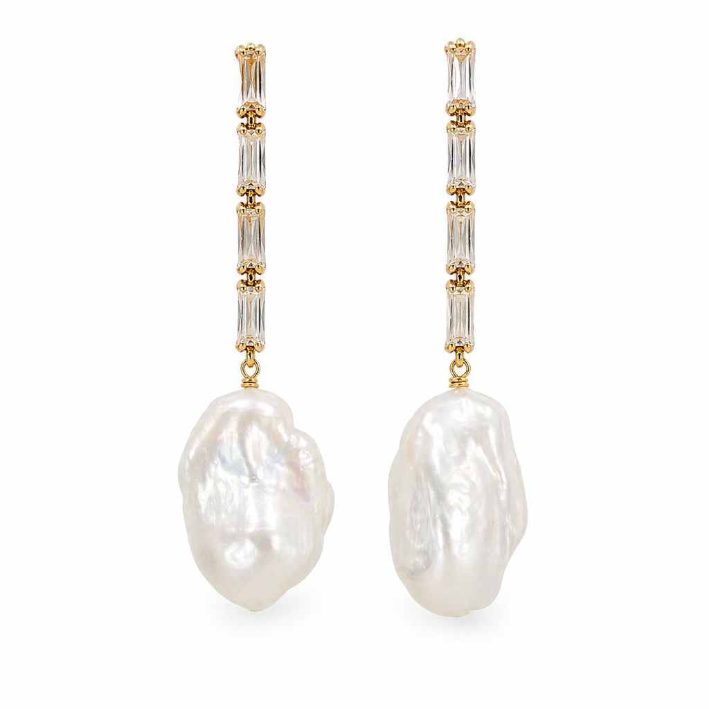 Brinco de Pérola banhado a ouro 18k