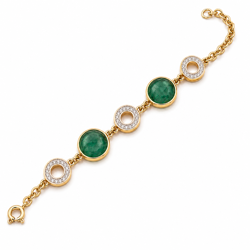 Pulseira Esmeralda Bruta Premium