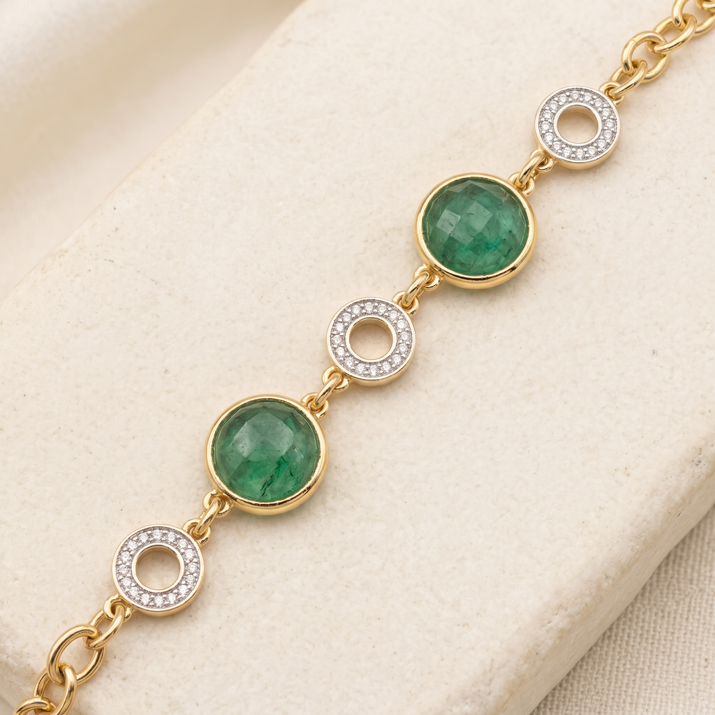 Pulseira Esmeralda Bruta Premium