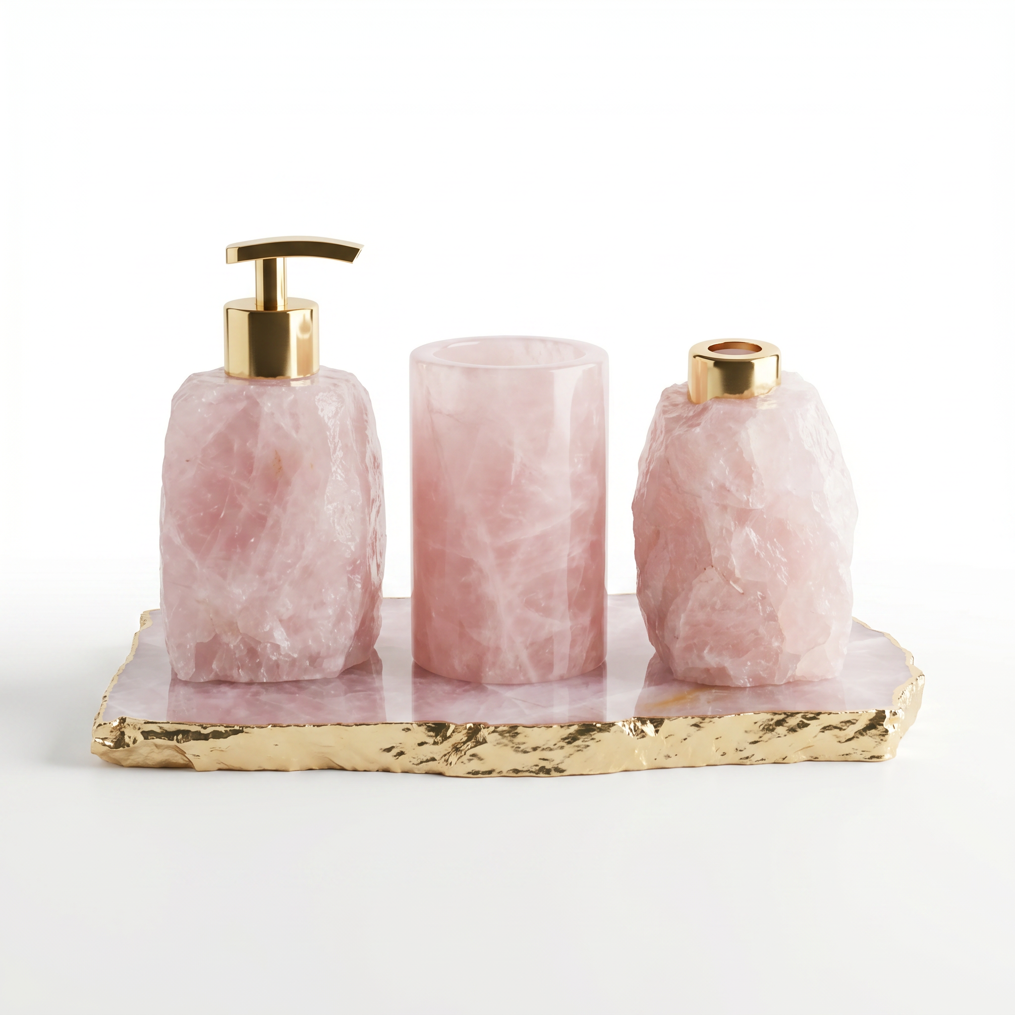 Kit para Lavabo em Quartzo Rosa